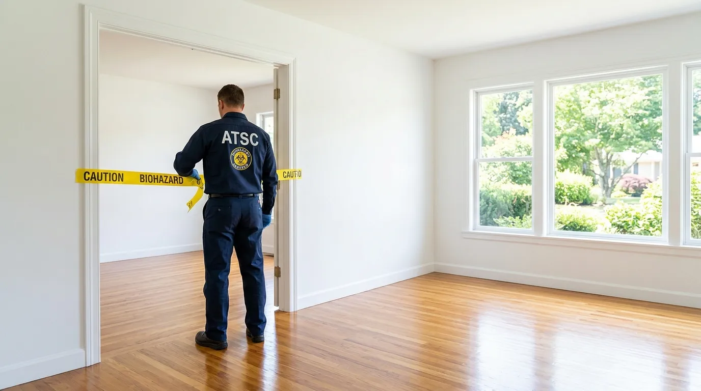 Certified biohazard cleanup crew performing Decomposition Cleanup in Kings Park West